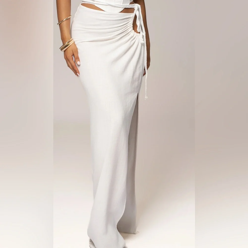 JLUXLABEL White Strapless Cutout Maxi skirt-Matching Set - Picture 3 of 9